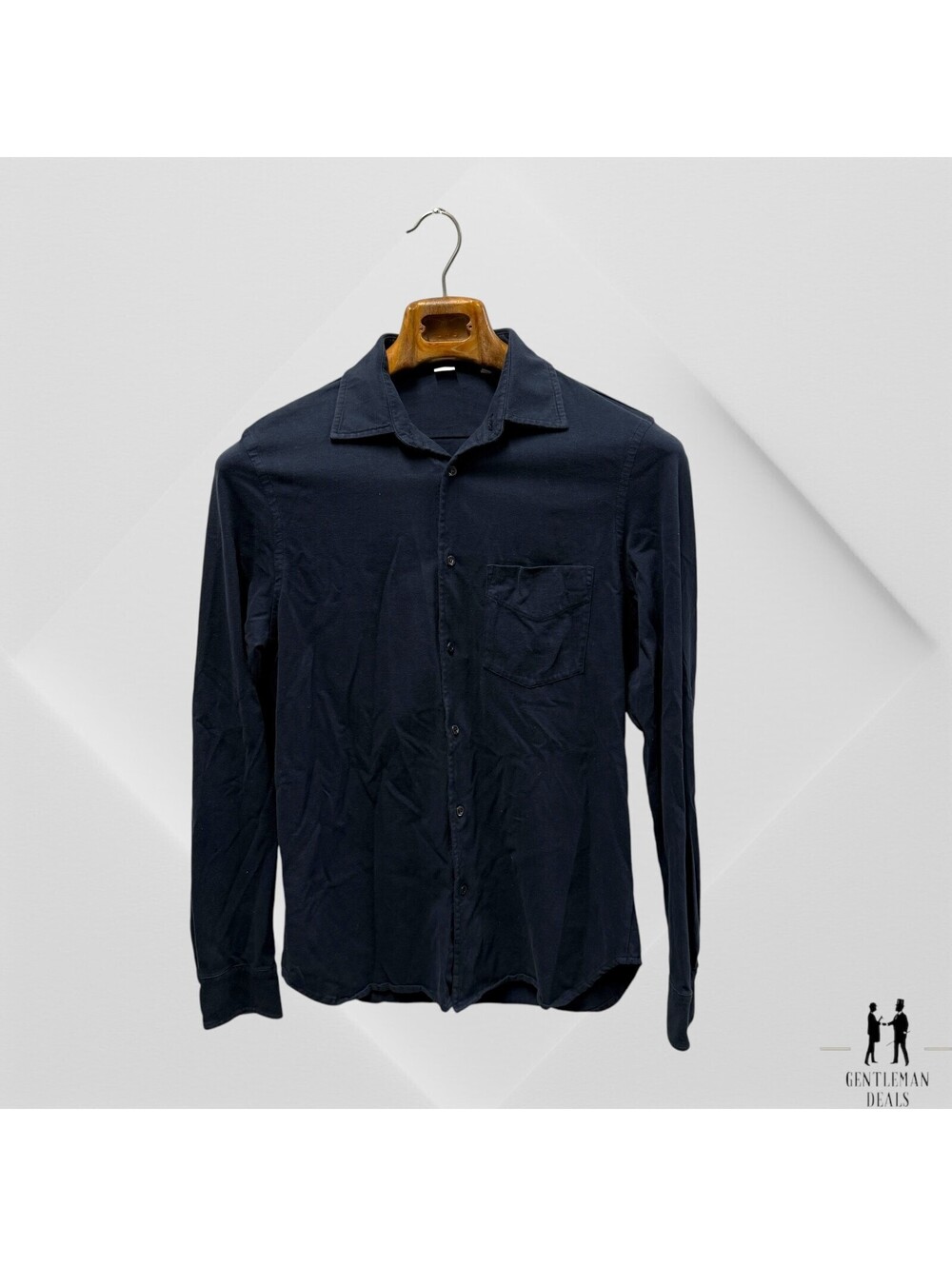 Aspesi Pocket Long Sleeve Cotton Shirt Mens Size S Slim Fit Dark Blue Button Up